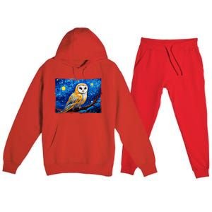 Barn Owl Colorful Bird Art Owl Van Gogh Owls Animals Owl Premium Hooded Sweatsuit Set