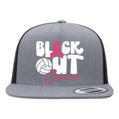 Block Out Cancer Volleyball Cancer Awareness Month Flat Bill Trucker Hat