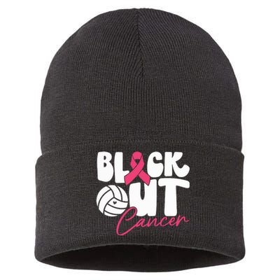 Block Out Cancer Volleyball Cancer Awareness Month Sustainable Knit Beanie