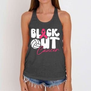 Block Out Cancer Volleyball Cancer Awareness Month Women's Knotted Racerback Tank