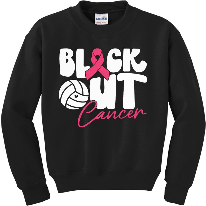 Block Out Cancer Volleyball Cancer Awareness Month Kids Sweatshirt