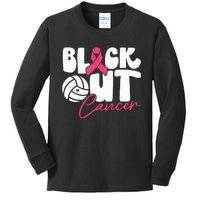 Block Out Cancer Volleyball Cancer Awareness Month Kids Long Sleeve Shirt