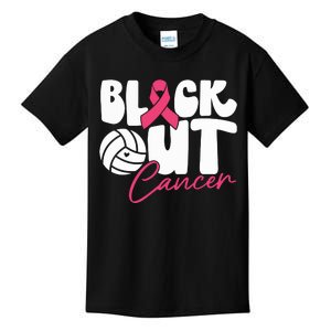 Block Out Cancer Volleyball Cancer Awareness Month Kids T-Shirt