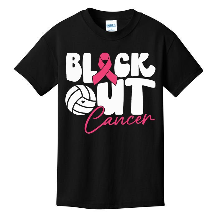 Block Out Cancer Volleyball Cancer Awareness Month Kids T-Shirt