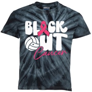 Block Out Cancer Volleyball Cancer Awareness Month Kids Tie-Dye T-Shirt