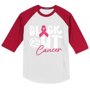 Block Out Cancer Volleyball Cancer Awareness Month Kids Colorblock Raglan Jersey