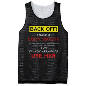 Back Off Crazy Grandma Grandson Granddaughter Funny Gifts Mesh Reversible Basketball Jersey Tank