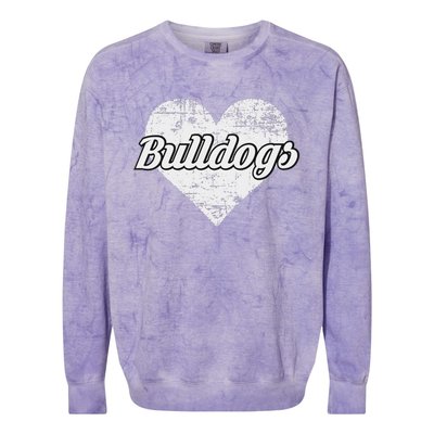 Bulldogs Over Distressed Heart Lawrence County Colorblast Crewneck Sweatshirt