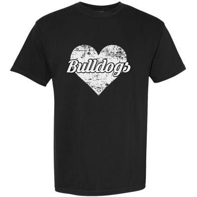 Bulldogs Over Distressed Heart Lawrence County Garment-Dyed Heavyweight T-Shirt