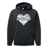 Bulldogs Over Distressed Heart Lawrence County Performance Fleece Hoodie