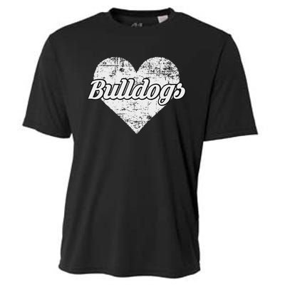 Bulldogs Over Distressed Heart Lawrence County Cooling Performance Crew T-Shirt