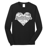 Bulldogs Over Distressed Heart Lawrence County Long Sleeve Shirt