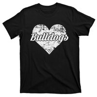 Bulldogs Over Distressed Heart Lawrence County T-Shirt