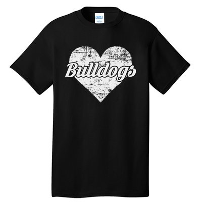 Bulldogs Over Distressed Heart Lawrence County Tall T-Shirt