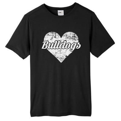 Bulldogs Over Distressed Heart Lawrence County Tall Fusion ChromaSoft Performance T-Shirt