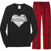 Bulldogs Over Distressed Heart Lawrence County Long Sleeve Pajama Set