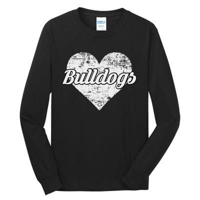 Bulldogs Over Distressed Heart Lawrence County Tall Long Sleeve T-Shirt