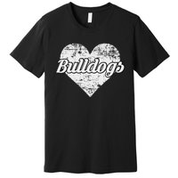 Bulldogs Over Distressed Heart Lawrence County Premium T-Shirt