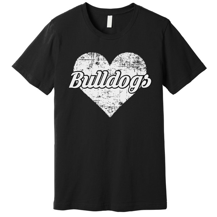 Bulldogs Over Distressed Heart Lawrence County Premium T-Shirt