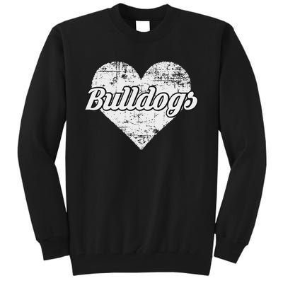 Bulldogs Over Distressed Heart Lawrence County Tall Sweatshirt