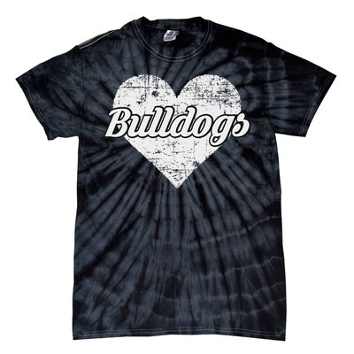 Bulldogs Over Distressed Heart Lawrence County Tie-Dye T-Shirt