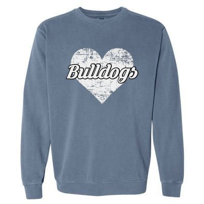 Bulldogs Over Distressed Heart Lawrence County Garment-Dyed Sweatshirt