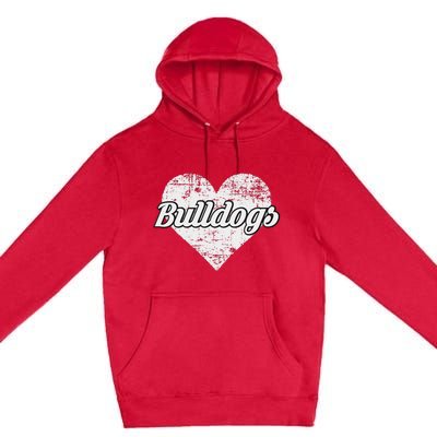 Bulldogs Over Distressed Heart Lawrence County Premium Pullover Hoodie