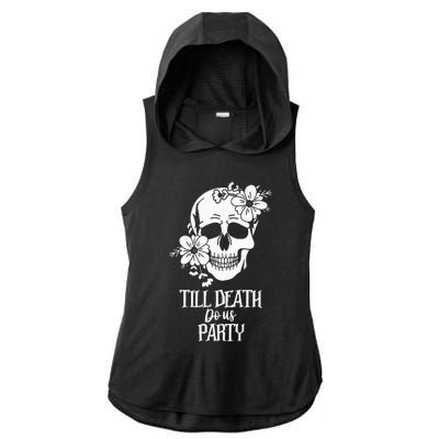 Bride or Die Skull Halloween Gothic Style Bachelorette Party Ladies PosiCharge Tri-Blend Wicking Draft Hoodie Tank