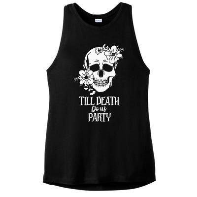 Bride or Die Skull Halloween Gothic Style Bachelorette Party Ladies PosiCharge Tri-Blend Wicking Tank