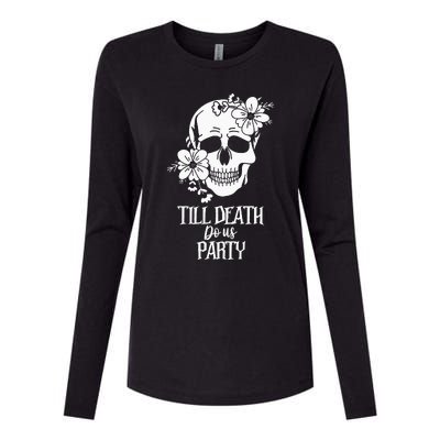 Bride or Die Skull Halloween Gothic Style Bachelorette Party Womens Cotton Relaxed Long Sleeve T-Shirt