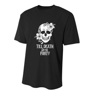 Bride or Die Skull Halloween Gothic Style Bachelorette Party Youth Performance Sprint T-Shirt