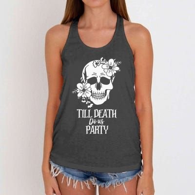 Bride or Die Skull Halloween Gothic Style Bachelorette Party Women's Knotted Racerback Tank