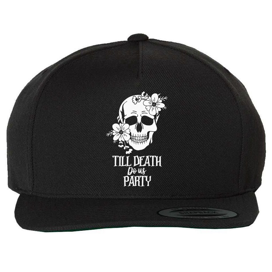 Bride or Die Skull Halloween Gothic Style Bachelorette Party Wool Snapback Cap