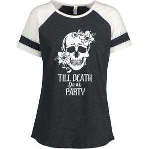 Bride or Die Skull Halloween Gothic Style Bachelorette Party Enza Ladies Jersey Colorblock Tee