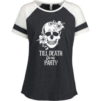 Bride or Die Skull Halloween Gothic Style Bachelorette Party Enza Ladies Jersey Colorblock Tee