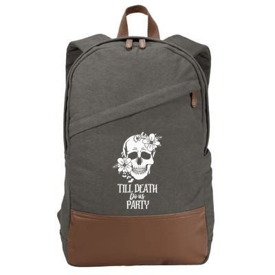 Bride or Die Skull Halloween Gothic Style Bachelorette Party Cotton Canvas Backpack