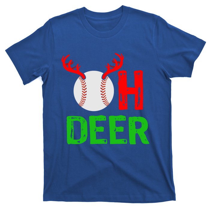 Baseball Oh Deer Gift Funny Christmas Reindeer Top T-Shirt