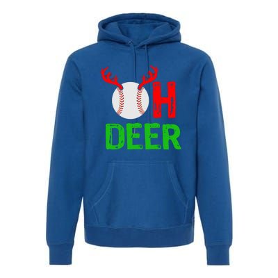 Baseball Oh Deer Gift Funny Christmas Reindeer Top Premium Hoodie