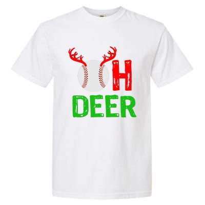 Baseball Oh Deer Gift Funny Christmas Reindeer Top Garment-Dyed Heavyweight T-Shirt