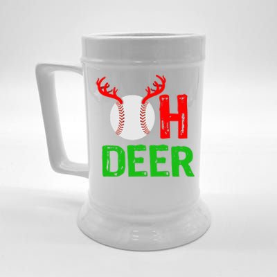 Baseball Oh Deer Gift Funny Christmas Reindeer Top Beer Stein