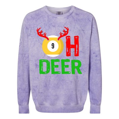 Billiards Oh Deer Cool Gift Funny Christmas Reindeer Colorblast Crewneck Sweatshirt