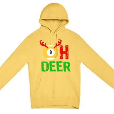 Billiards Oh Deer Cool Gift Funny Christmas Reindeer Premium Pullover Hoodie