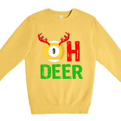 Billiards Oh Deer Cool Gift Funny Christmas Reindeer Premium Crewneck Sweatshirt