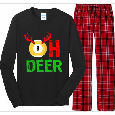 Billiards Oh Deer Cool Gift Funny Christmas Reindeer Long Sleeve Pajama Set