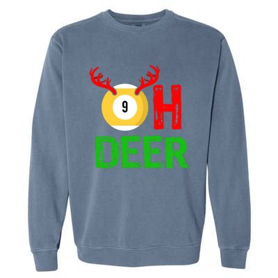 Billiards Oh Deer Cool Gift Funny Christmas Reindeer Garment-Dyed Sweatshirt