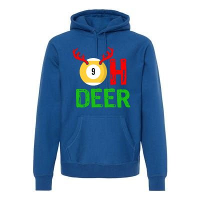 Billiards Oh Deer Cool Gift Funny Christmas Reindeer Premium Hoodie