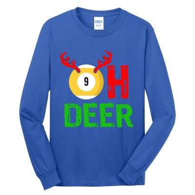 Billiards Oh Deer Cool Gift Funny Christmas Reindeer Tall Long Sleeve T-Shirt