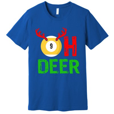 Billiards Oh Deer Cool Gift Funny Christmas Reindeer Premium T-Shirt