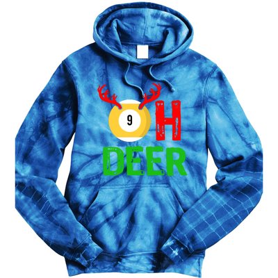 Billiards Oh Deer Cool Gift Funny Christmas Reindeer Tie Dye Hoodie