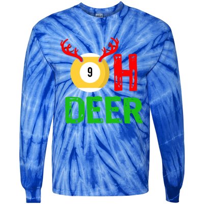 Billiards Oh Deer Cool Gift Funny Christmas Reindeer Tie-Dye Long Sleeve Shirt